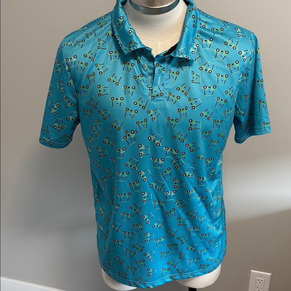 Blue Patterned Polo Shirt